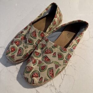 TOMS Womens Alpargata Watermelon Print Canvas Flats 8.5 Summer Fun Resort ☀️
